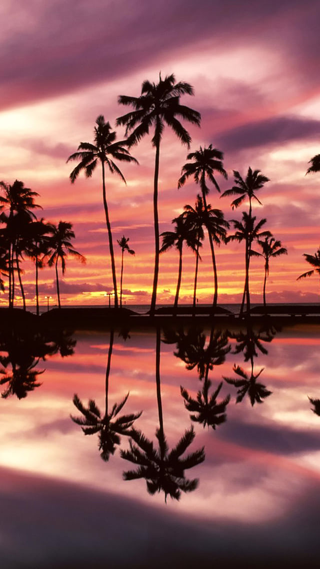 Sunset Over The Ala Moana Beach Park Honolulu Oahu Hawaii Wallpaper Beach Wallpapers