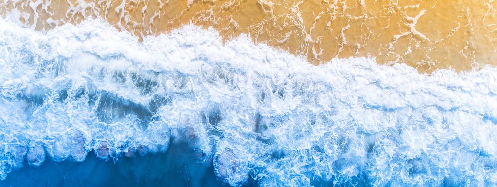 A bird view of the beach and ocean in Palm Coast, United States