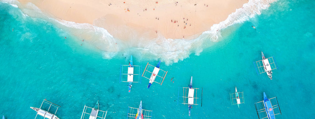 Aerial drone view of Helicopter Island, El Nido, Philippines