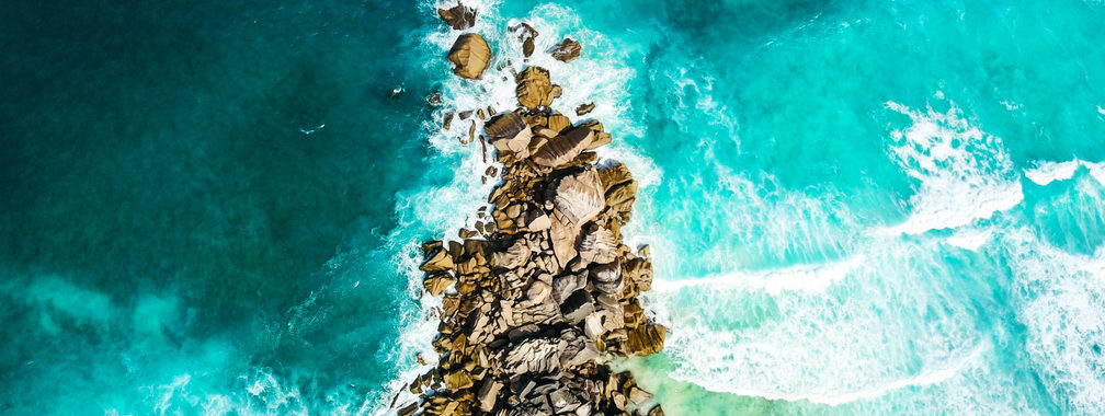 Aerial shot in La Digue, Seychelles