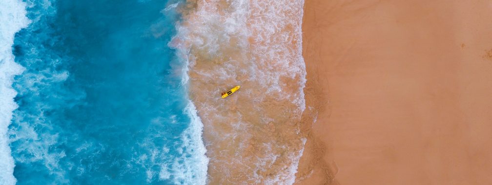 Aerial view of Bondi Beach coast, Australia