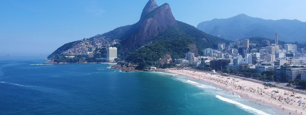 Aerial view of Rio de Janeiro’s coastline, Brazil