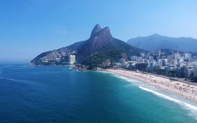 Aerial view of Rio de Janeiro’s coastline, Brazil