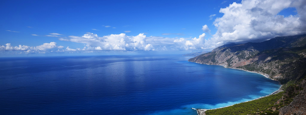 Aerial view over the remarkable Crete island in Greece