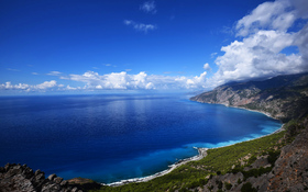 Aerial view over the remarkable Crete island in Greece