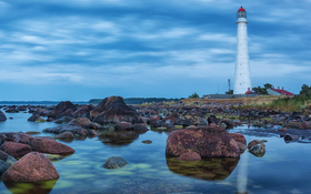 Amazing lighthouse on the beach of Hiiumaa island, Hiiu County, Estonia