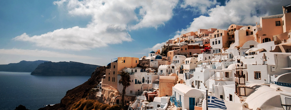 Amazing sea view from the cliffs of Oia, Santorini, Greece