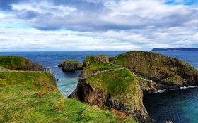 Beautiful coastal scenery and Carrick-a-Rede Rope Bridge in Ballintoy, Northern Ireland