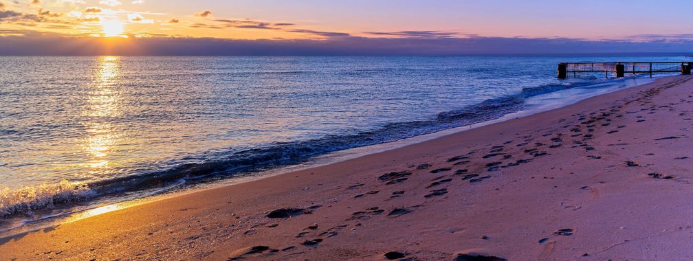 Beautiful sunset on the Black Sea coast in Crimea