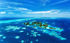 Beautiful view of 70 islands in Palau, the Pacific Ocean from above