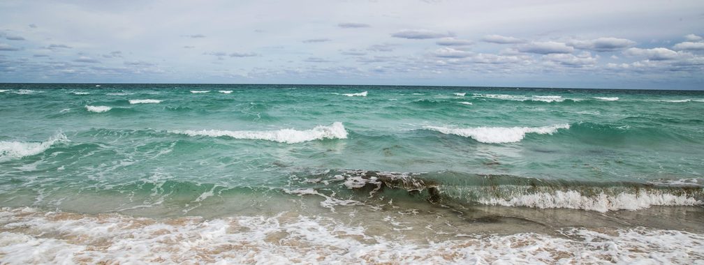 Beautiful waves of a sandy beach in Miami Beach, Florida