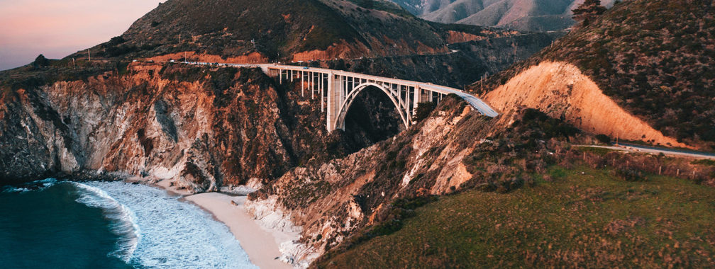 Bixby Creek Bridge over blue sea in Big Sur, California