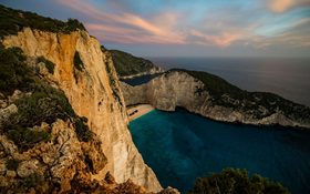 Brown rocky mountains next to Shipwreck Beach, Greece