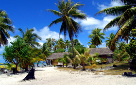 Bungalows On The Sandy Beach Wallpaper