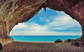 Caves on the beach Cala Luna, Sardinia, Italy