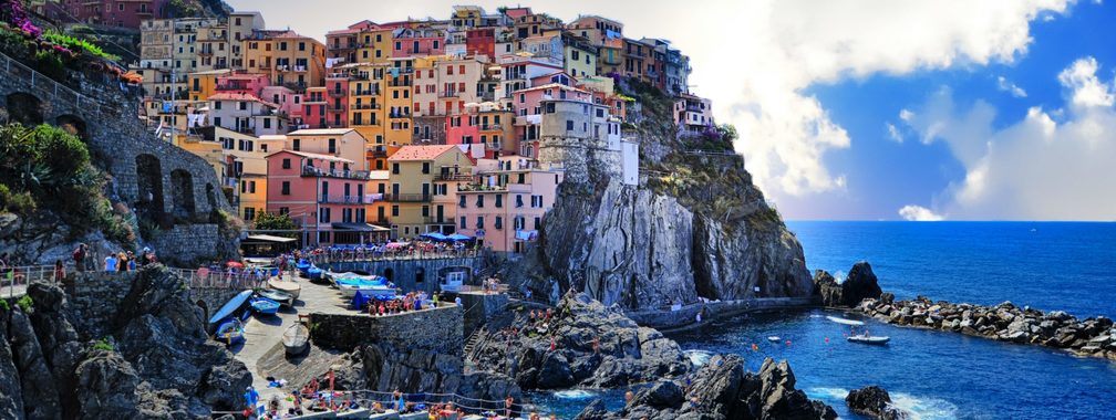 Colorful buildings in the Old Town at Levanto, Italy