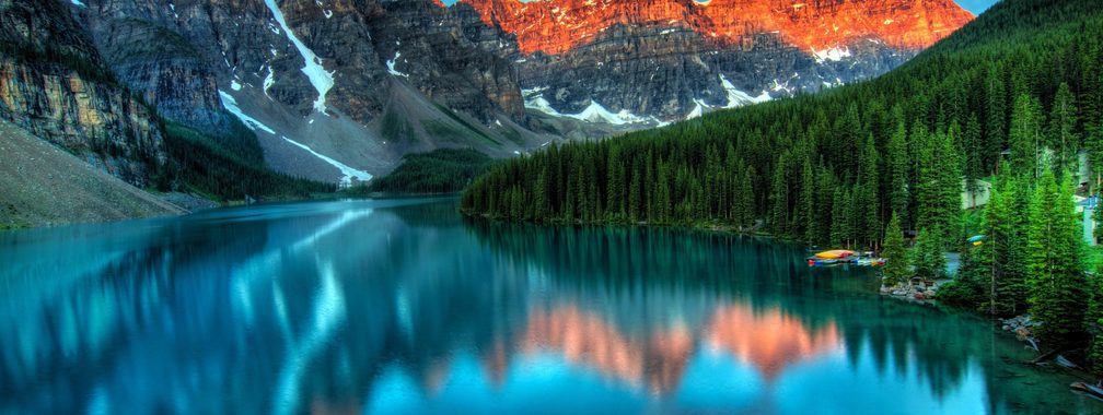 Crystal lake and mountain in Field, Canada