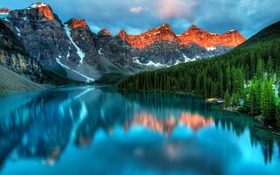 Crystal lake and mountain in Field, Canada