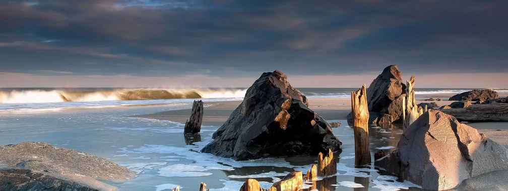 Dark clouds over the Monmouth Beach, New Jersey, United States