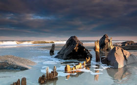 Dark clouds over the Monmouth Beach, New Jersey, United States