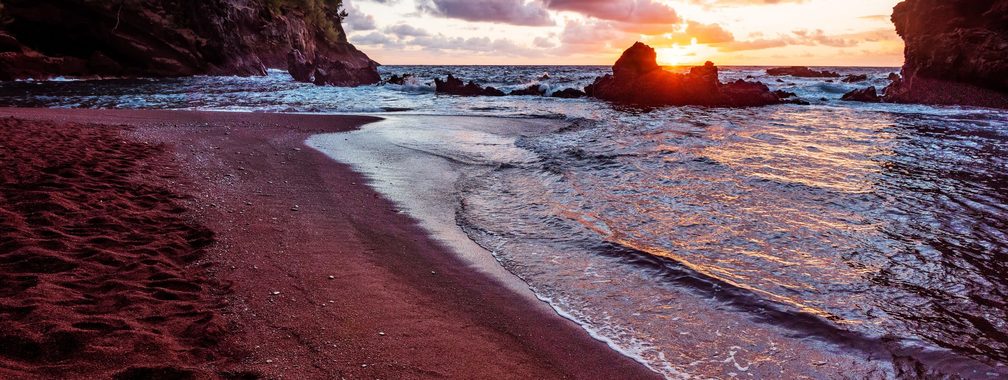 Dramatic seascape at Hana beach in Maui County, Hawaii, United States