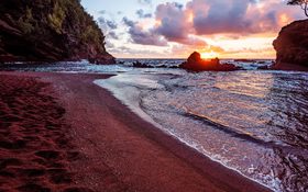 Dramatic seascape at Hana beach in Maui County, Hawaii, United States