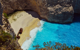 Fantastic cliff view on Shipwreck Beach, Greece