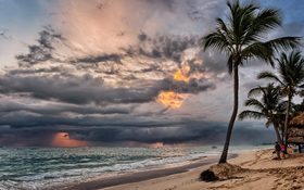 Magical stormy sunset on a Punta Cana beach, Dominican Republic