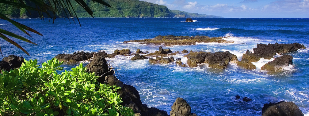 Rocky beach scene wallpaper