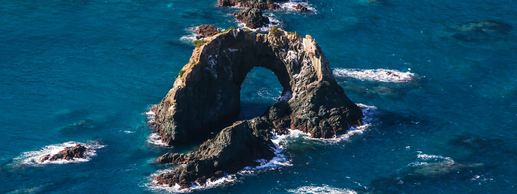 Rocky formation in a magical D’Urville Island, New Zealand