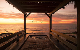 Romantic ocean sunset in San Diego, California, United States