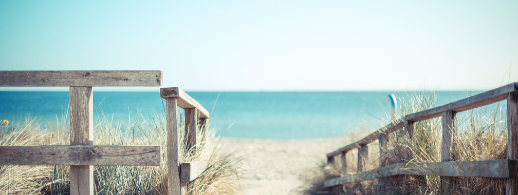 Romantic view on a sandy beach in Scharbeutz, Germany