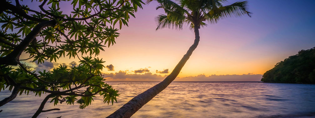 Romantic view on the sandy beach in Nananu-I-Ra island in Fiji