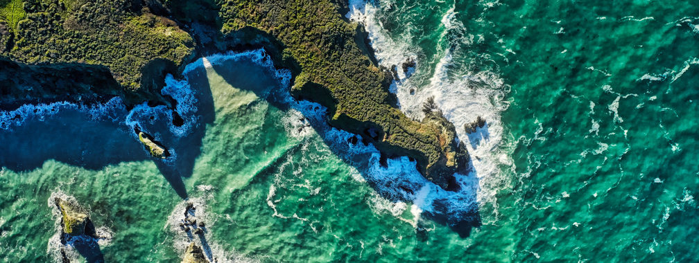 Stunning aerial view of the cliffs in Big Sur, CA, USA