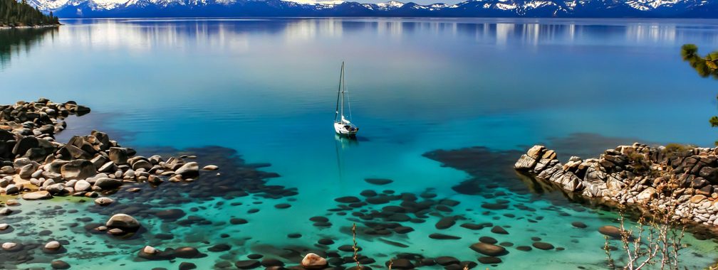 Stunning Sierra Nevada mountain range on the Lake Tahoe