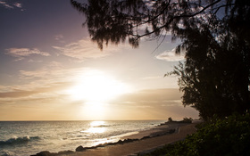 Sunrise at the Barbados Boardwalk wallpaper