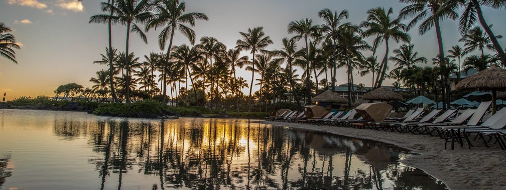 Sunset over Kauai Beach Drive, Lihue, United States