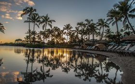 Sunset over Kauai Beach Drive, Lihue, United States