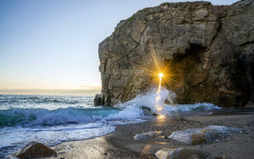 Sunset through the stone in Brittany, France