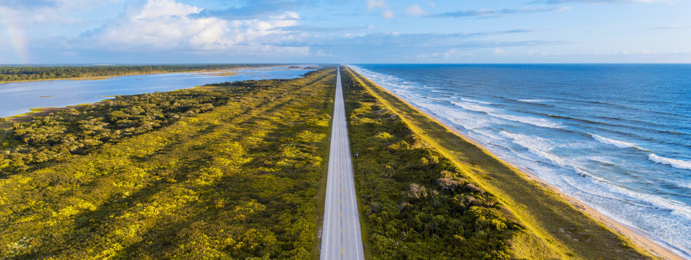 The adventurous coastline on the beach in Jacksonville, Florida