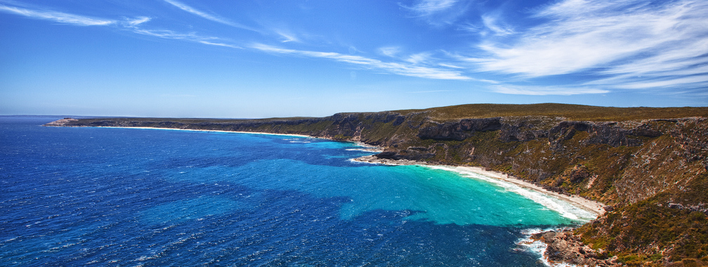 The rugged coastline and clear waters in Kangaroo Island, Australia