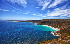 The rugged coastline and clear waters in Kangaroo Island, Australia