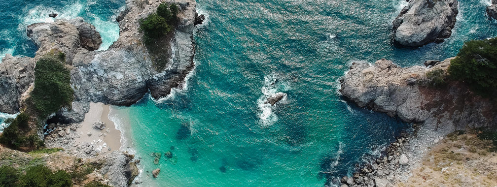 The stunning bird view on beach in Big Sur, California, United States