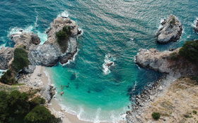 The stunning bird view on beach in Big Sur, California, United States