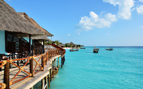 The wallpaper of Amaan Bungalows in the Zanzibar island