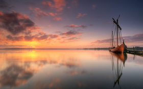 The wallpaper of beautiful Viking ship in Denmark