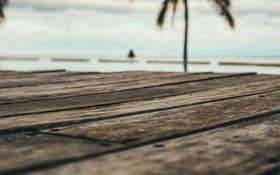 The wooden path on a beautiful beach of Playa Venao, Panama