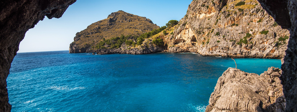 Turquoise water and blue sky in Mallorca, Spain