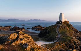 Twr Mawr lighthouse on Lladdwyn Island in North Wales