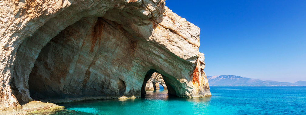 Unrealistic sea caves on Zakynthos, Greece